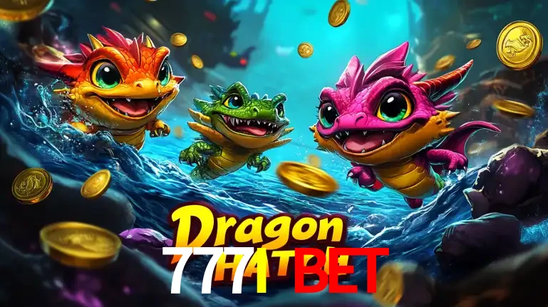 Arte promocional do jogo Dragon Hatch com três adoráveis dragões bebês nadando entre moedas de ouro, um dos slots mais divertidos para jogar no cassino 777I BET.